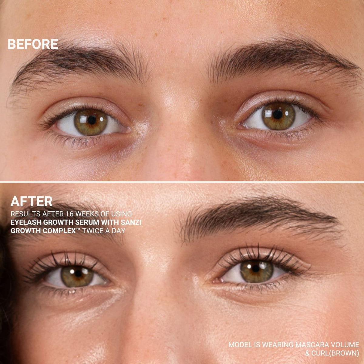 PAKKE: EYELASH GROWTH SERUM WITH SANZI GROWTH COMPLEX™ 5ML + MASCARA VOLUME & CURL WITH EYELASH SERUM (SVART)